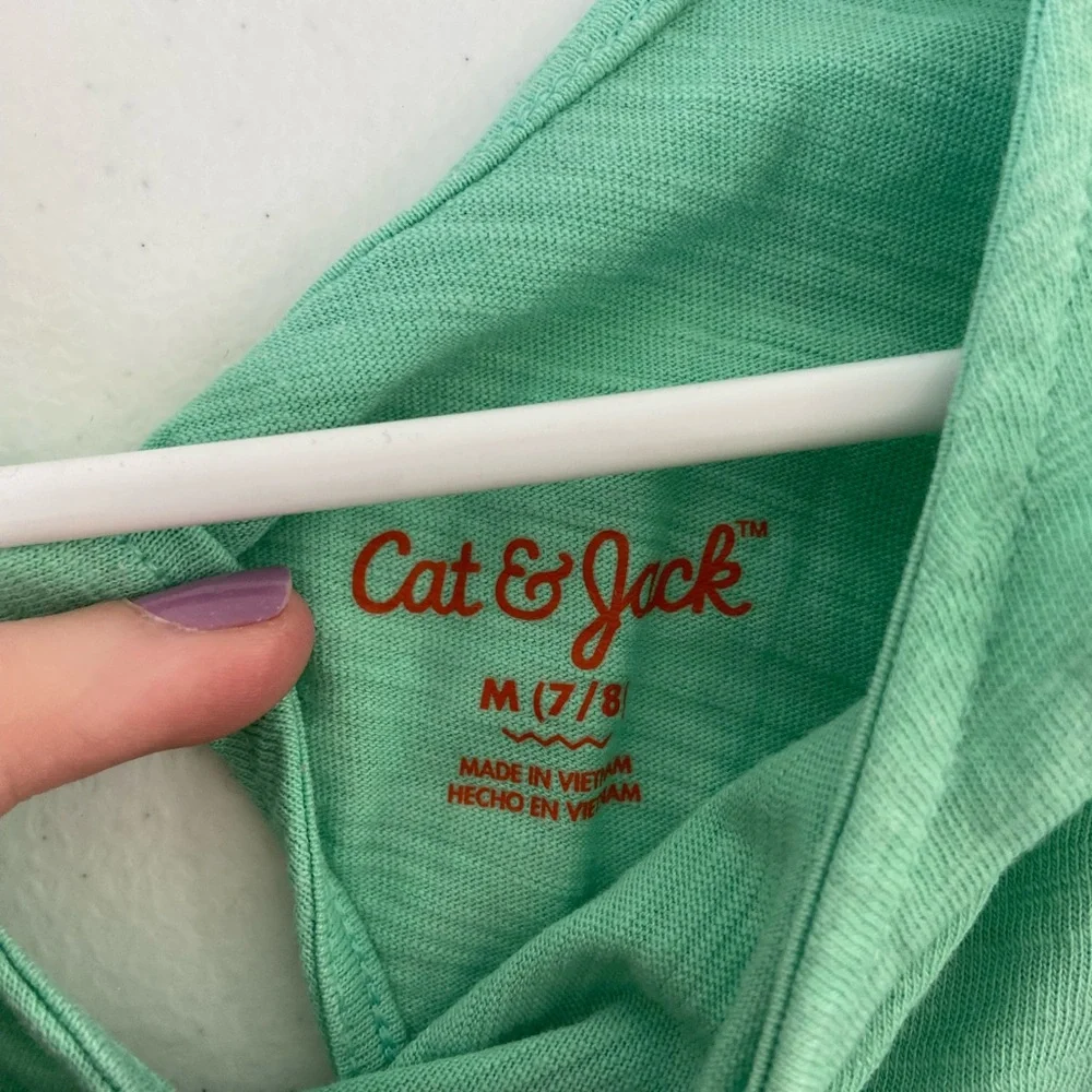 Cat & Jack girl’s turquoise tiered twisted back‎ pocket tshirt dress medium